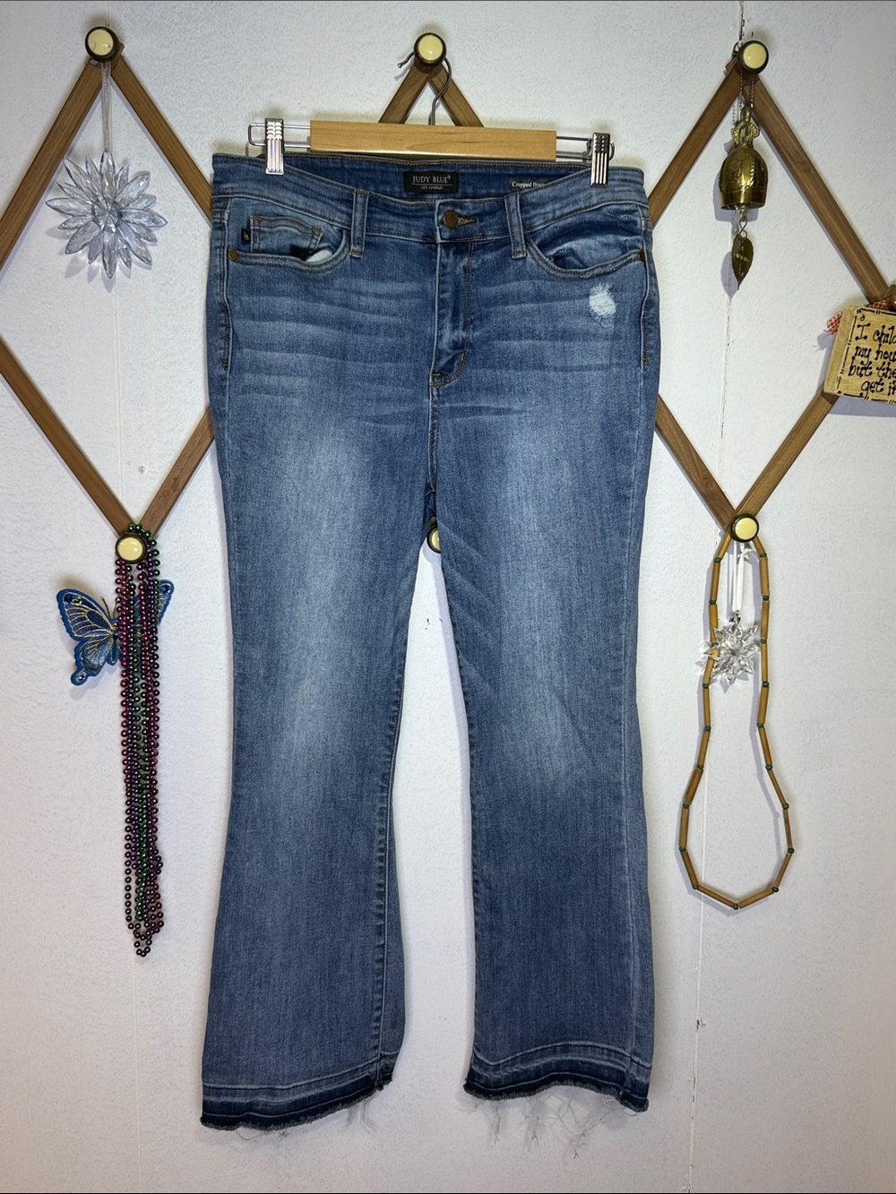 Judy Blue Medium Faded Blue Ankle Crop Bootcut Jeans